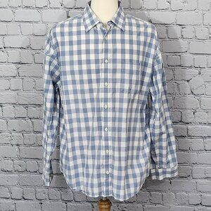 2/$20 Merona Blue & White Checked Long Sleeve Button Down Shirt Size XL